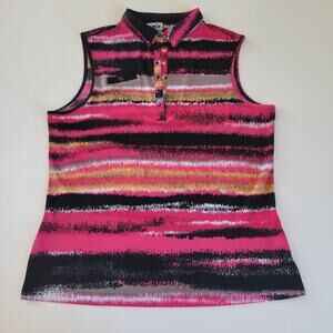 Jamie Sadock Polo Shirt Womens Small Black Pink Sleeveless Golf Tennis